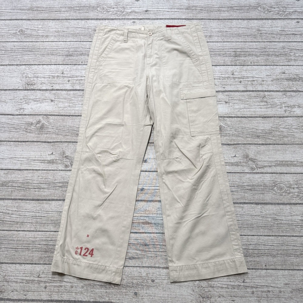 G1 Basic Goods Pants Women's 8 Beige Wide Leg Cargo Cotton Utility Anthropologie